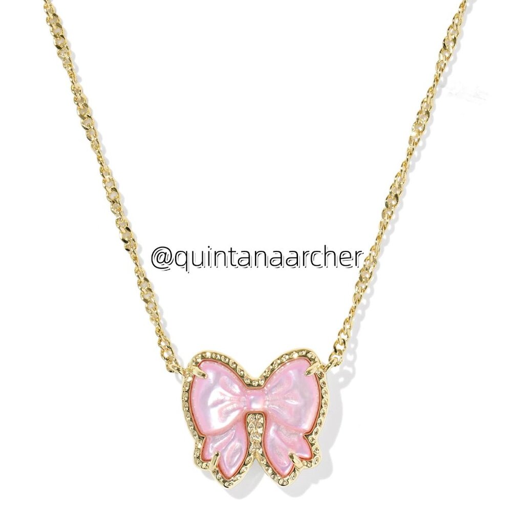Haley Bow Gold Short Pendant Necklace